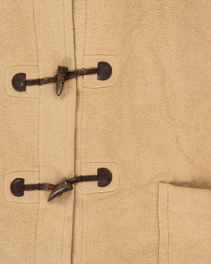 Vintage 1990s Burberry Tan Wool Nova Check Lined Oversized Duffel Coat - M