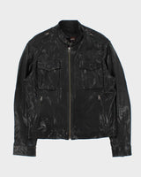Vintage Y2K 00s Danier Leather Cafe Racer Biker Jacket - L