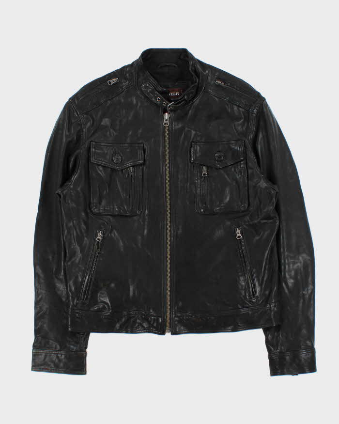Vintage Y2K 00s Danier Leather Cafe Racer Biker Jacket - L