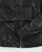 Vintage Y2K 00s Danier Leather Cafe Racer Biker Jacket - L