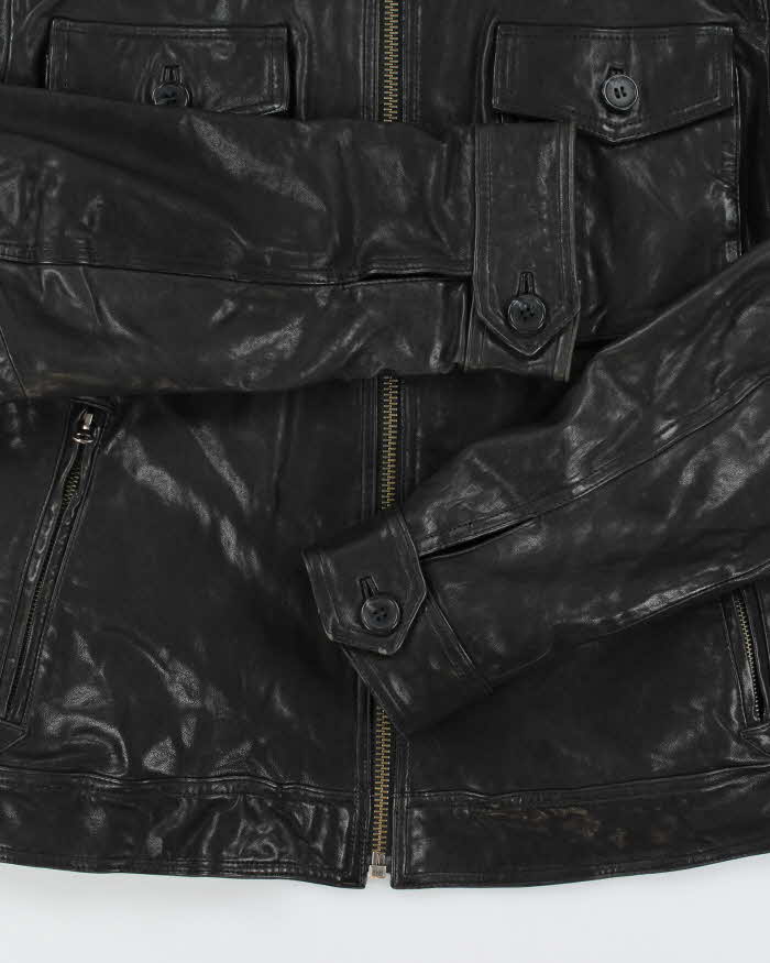 Vintage Y2K 00s Danier Leather Cafe Racer Biker Jacket - L