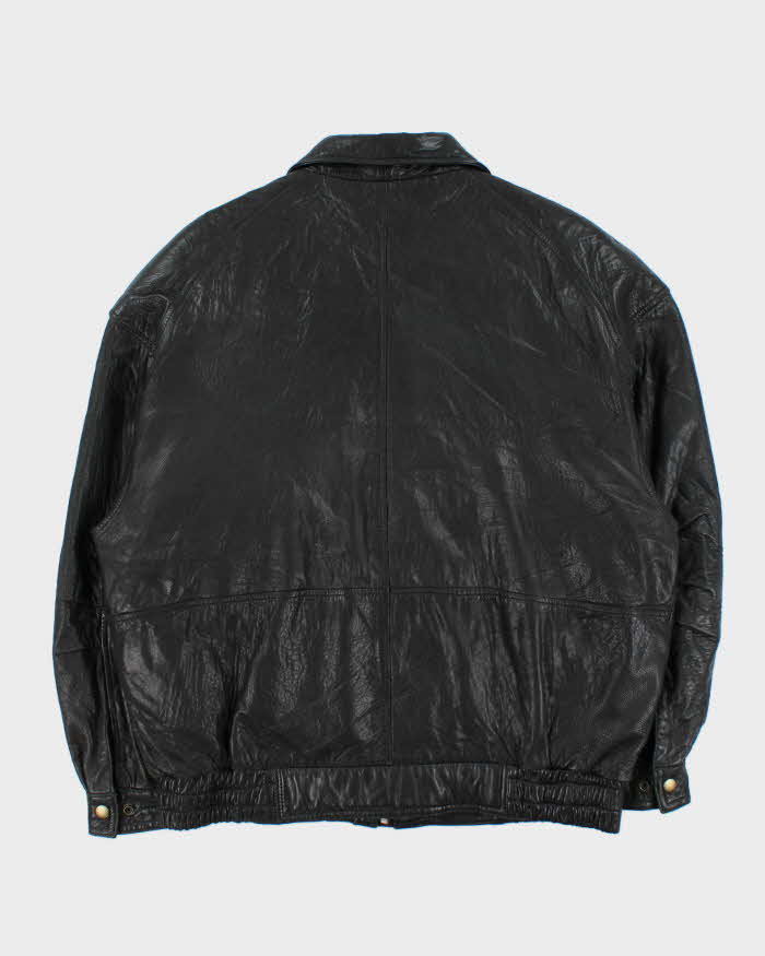 Vintage 1990s Danier Thinsulate Baroque Lined Leather Flight Bomber Jacket - M