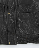 Vintage 1990s Danier Thinsulate Baroque Lined Leather Flight Bomber Jacket - M
