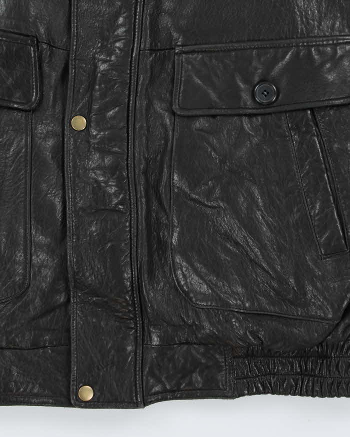 Vintage 1990s Danier Thinsulate Baroque Lined Leather Flight Bomber Jacket - M
