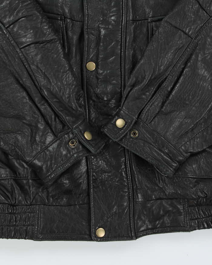 Vintage 1990s Danier Thinsulate Baroque Lined Leather Flight Bomber Jacket - M
