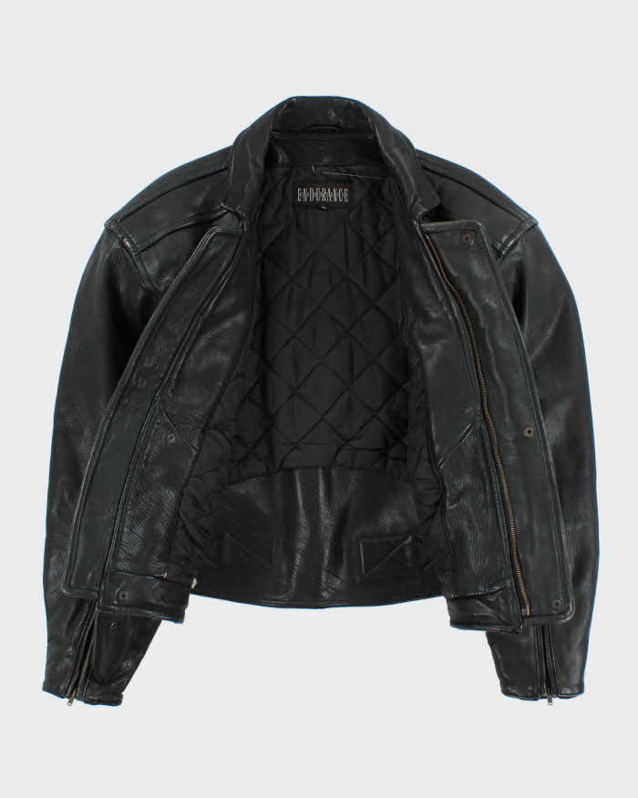 Vintage 1990s Robert Comstock Endurance Quallofil Lined Heavyweight Leather Biker Jacket - L
