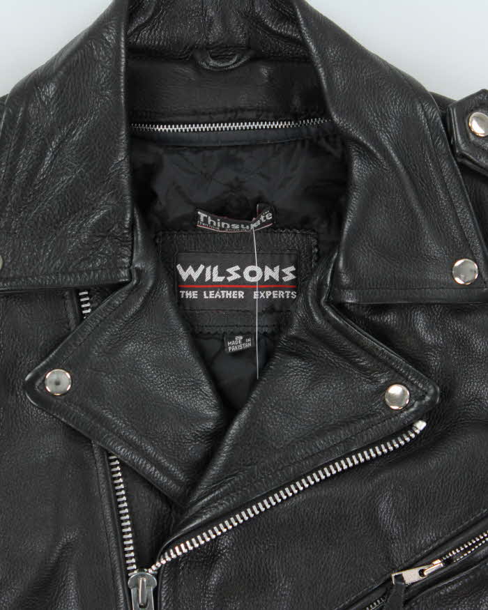 Vintage 1990s Wilson's Thinsulate Lined Heavyweight Classic Leather Biker Jacket - S