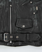 Vintage 1990s Wilson's Thinsulate Lined Heavyweight Classic Leather Biker Jacket - S
