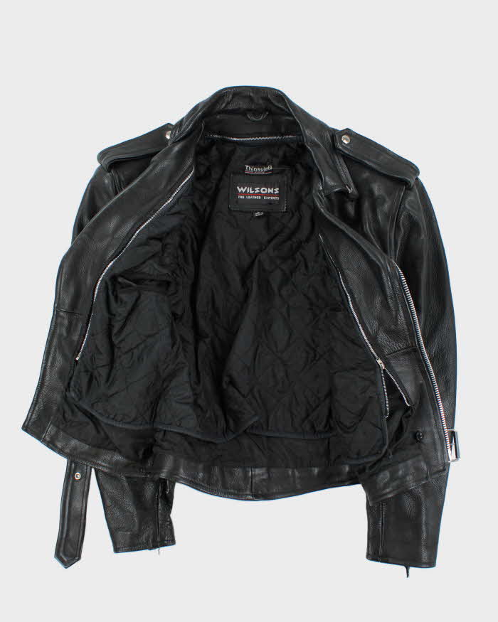 Vintage 1990s Wilson's Thinsulate Lined Heavyweight Classic Leather Biker Jacket - S