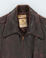 Vintage 1950s Cresco Horsehide Leather Trucker Jacket - S