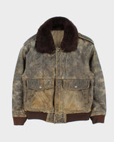 Vintage 1990s Polar Ski Expedition Leather Flight Bomber Jacket - L