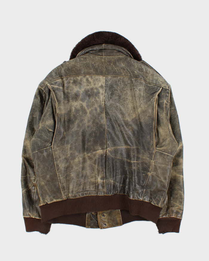 Vintage 1990s Polar Ski Expedition Leather Flight Bomber Jacket - L
