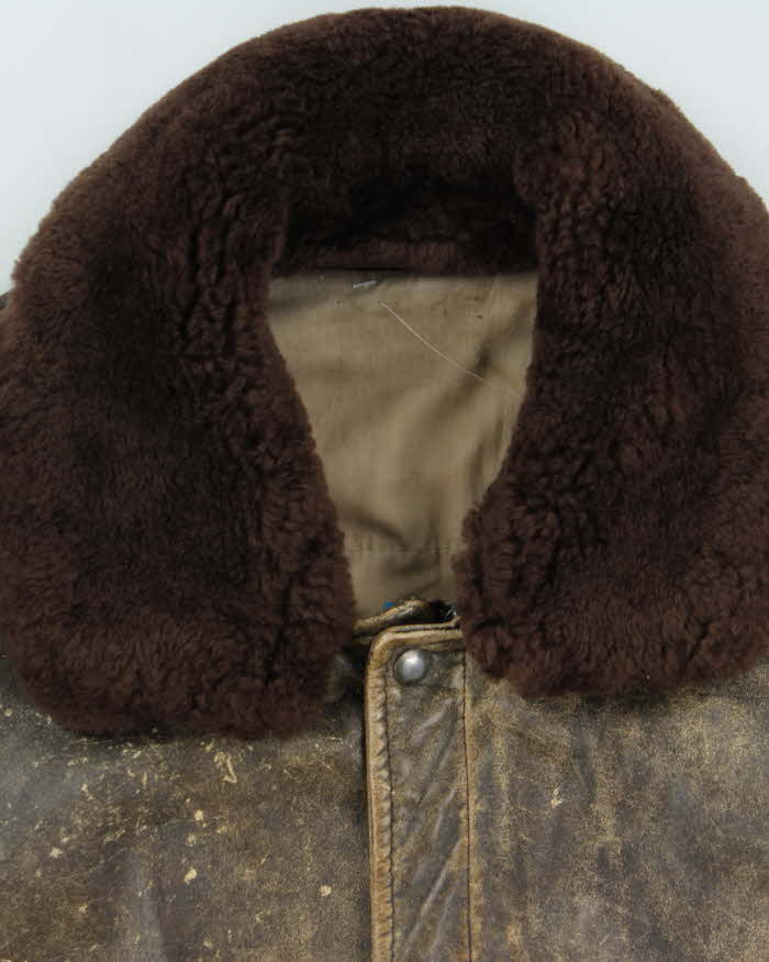 Vintage 1990s Polar Ski Expedition Leather Flight Bomber Jacket - L