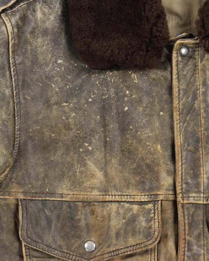 Vintage 1990s Polar Ski Expedition Leather Flight Bomber Jacket - L