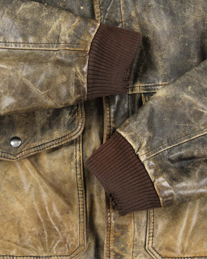 Vintage 1990s Polar Ski Expedition Leather Flight Bomber Jacket - L