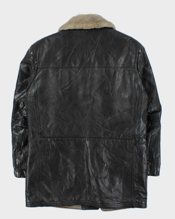 Vintage 1960s Sears Kingsway Horsehide Leather Long Shearling Motorcycle Jacket - L