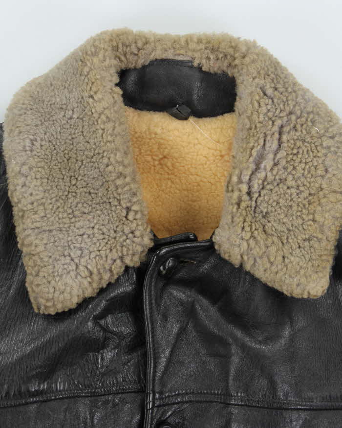 Vintage 1960s Sears Kingsway Horsehide Leather Long Shearling Motorcycle Jacket - L