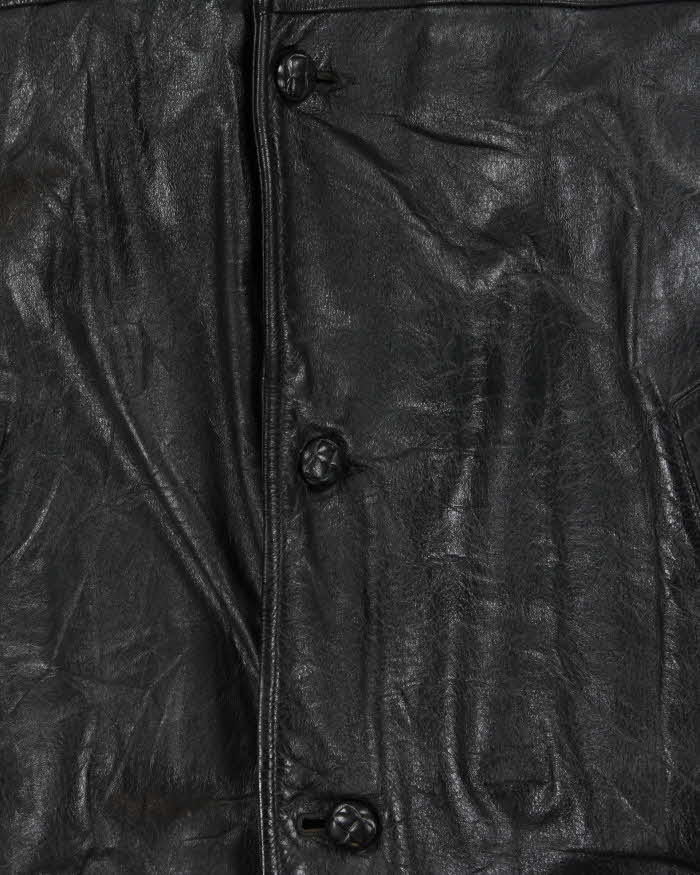 Vintage 1960s Sears Kingsway Horsehide Leather Long Shearling Motorcycle Jacket - L
