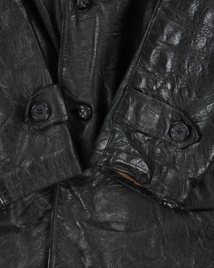 Vintage 1960s Sears Kingsway Horsehide Leather Long Shearling Motorcycle Jacket - L