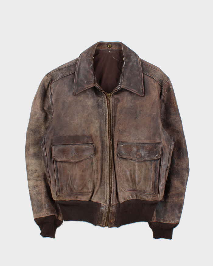 Vintage 1940s WWII U.S Airforce Horsehide Leather G-1 Flight Jacket - L