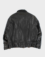 Vintage 1950s Shearling Lined Horsehide Leather Belted Biker Jacket - L
