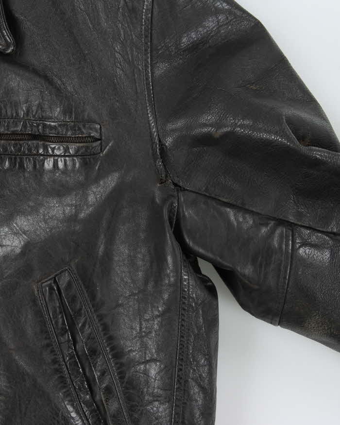 Vintage 1950s Shearling Lined Horsehide Leather Belted Biker Jacket - L