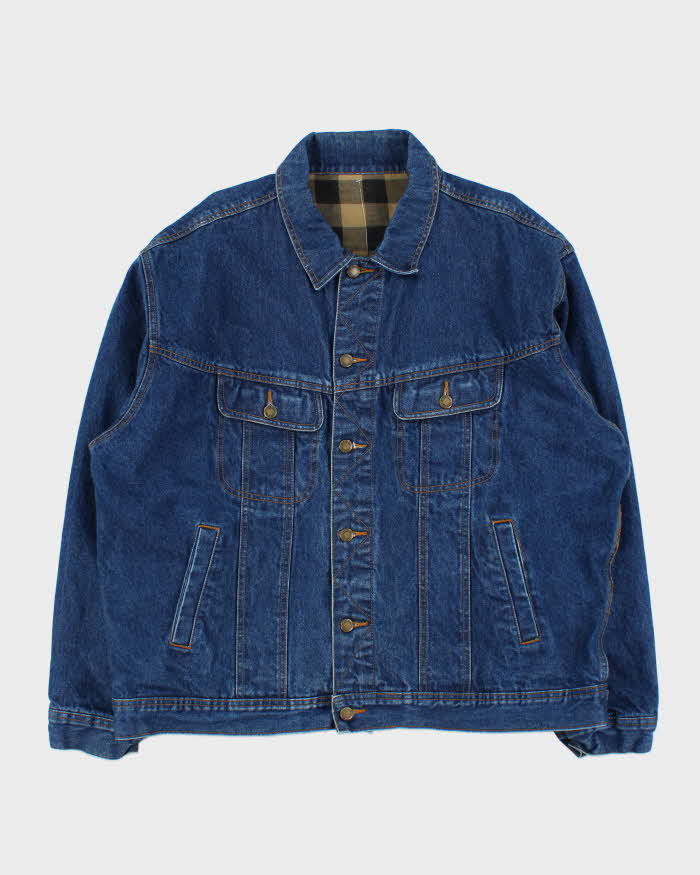Vintage 1990s Wrangler Plaid Lined Denim Workwear Jacket - XXL