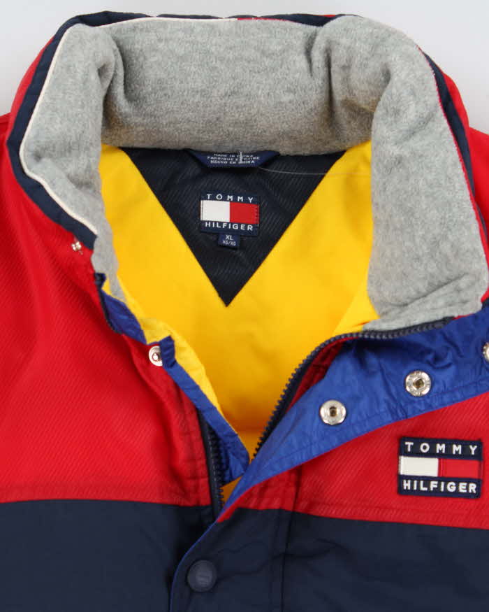 Vintage Y2K 00s Tommy Hilfiger Colourblock Duck Down Puffer Jacket - XL