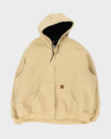 Vintage Y2K 00s Carhartt Active J130 Wet Quilt Lined Sandstone Workwear Jacket - XXXL