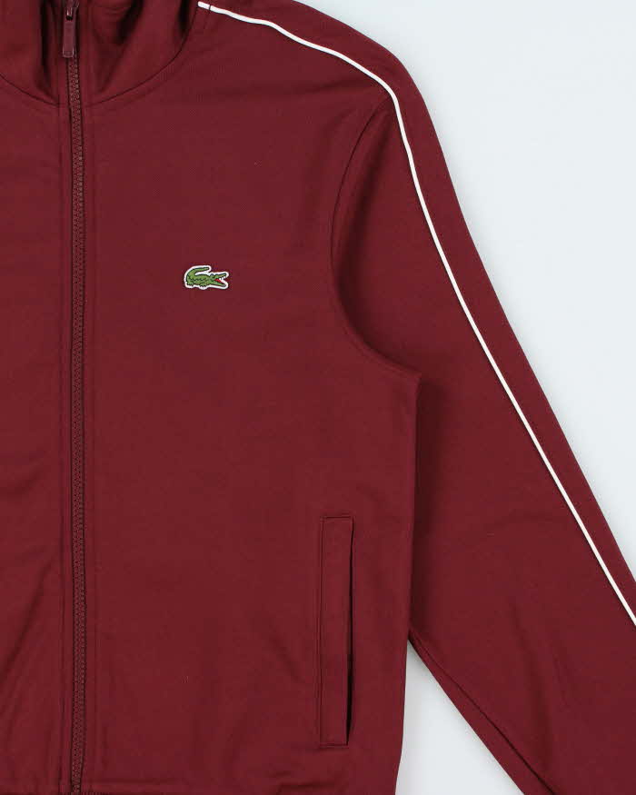 Vintage Lacoste Burgundy Heavyweight Polycotton Track Jacket - S