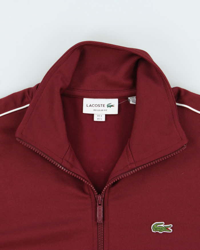Vintage Lacoste Burgundy Heavyweight Polycotton Track Jacket - S