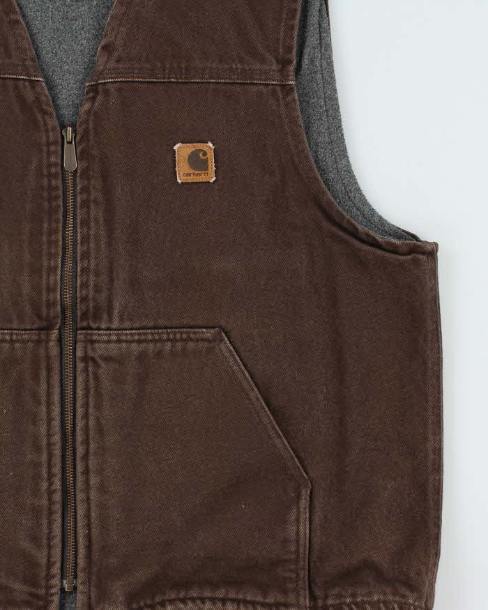 Vintage Y2K 00s Carhartt Fleece Lined Duck Canvas Workwear Gilet - XL