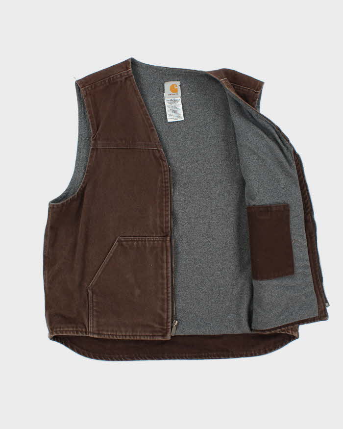 Vintage Y2K 00s Carhartt Fleece Lined Duck Canvas Workwear Gilet - XL