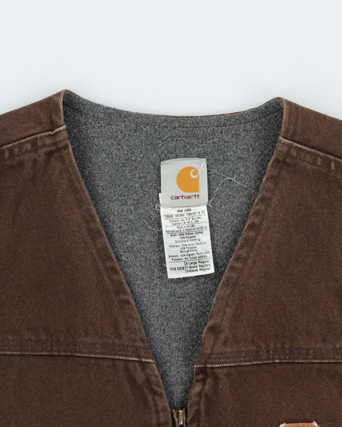 Vintage Y2K 00s Carhartt Fleece Lined Duck Canvas Workwear Gilet - XL