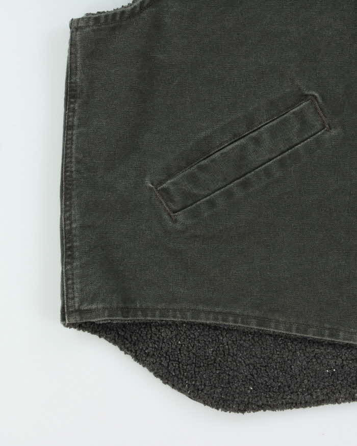 Vintage Y2K 00s Carhartt Sandstone Khaki Sherpa Lined Workwear Gilet - XL