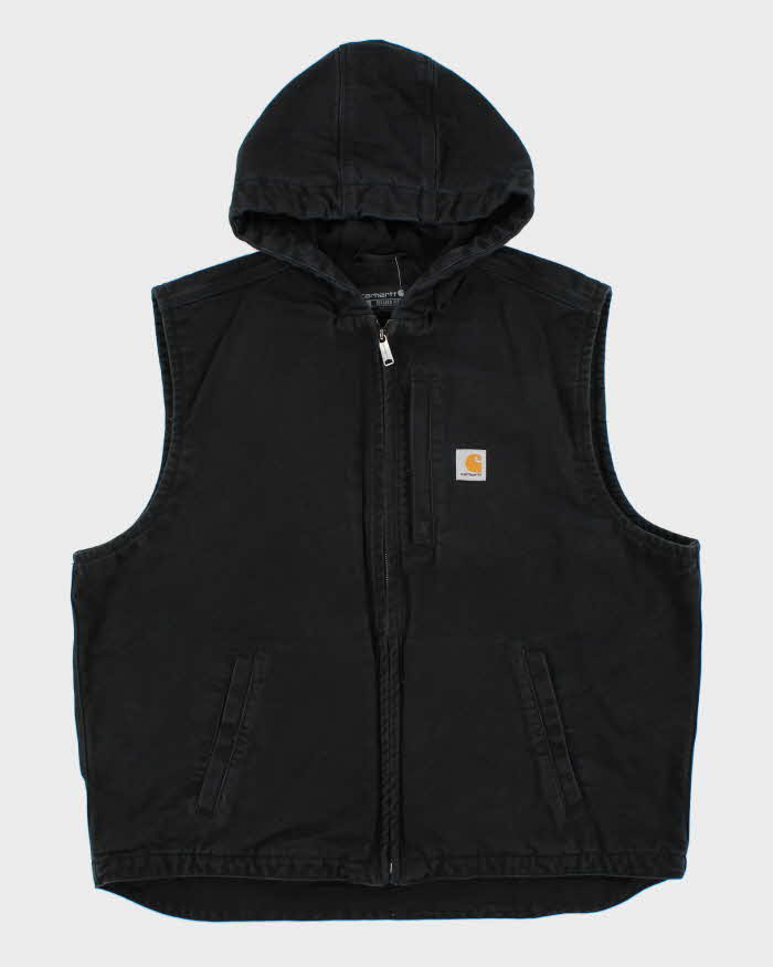 Vintage Carhartt Duck Canvas Fleece Lined Hooded Workwear Gilet - XL