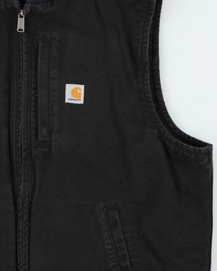 Vintage Carhartt Duck Canvas Fleece Lined Hooded Workwear Gilet - XL