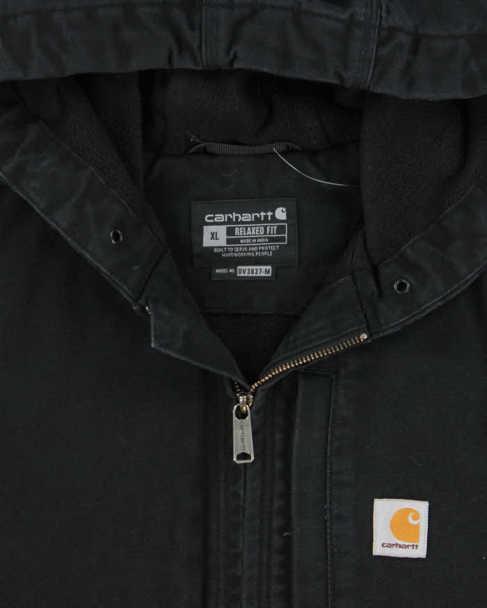 Vintage Carhartt Duck Canvas Fleece Lined Hooded Workwear Gilet - XL