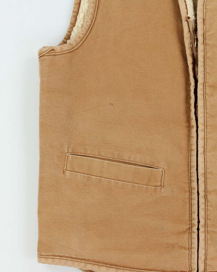 Vintage 1970s Carhartt Duck Canvas Sherpa Lined Made In USA Workwear Gilet - M