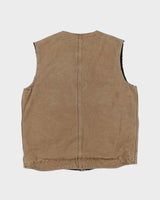 Vintage Carhartt Sandstone Sherpa Lined Multi Pocket Workwear Gilet - L