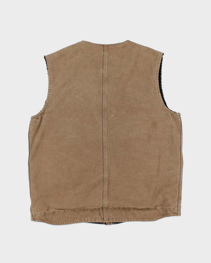 Vintage Carhartt Sandstone Sherpa Lined Multi Pocket Workwear Gilet - L
