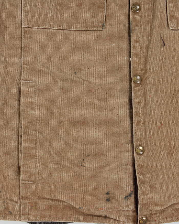 Vintage Carhartt Sandstone Sherpa Lined Multi Pocket Workwear Gilet - L