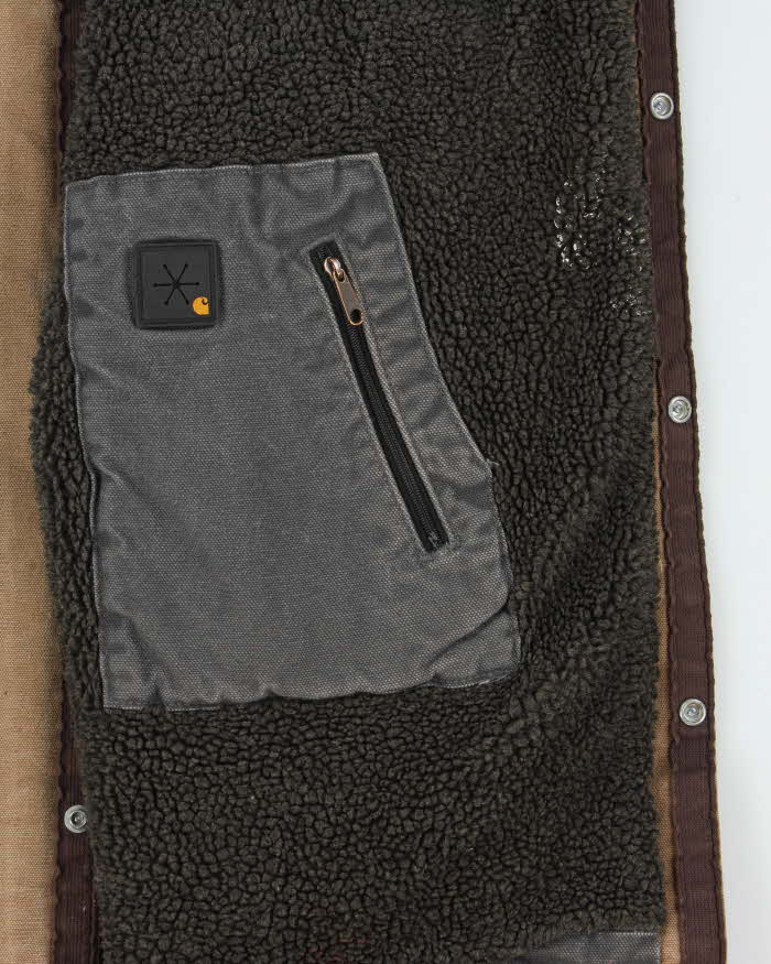 Vintage Carhartt Sandstone Sherpa Lined Multi Pocket Workwear Gilet - L