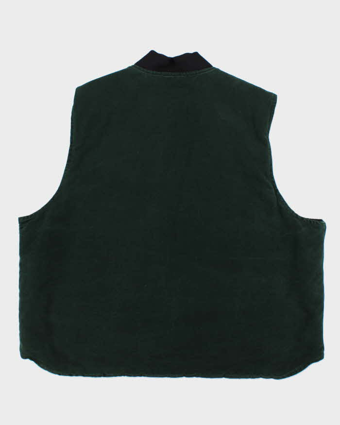 Vintage Y2K 00s Carhartt Sandstone Artic Quilt Lined Spruce Green Workwear Gilet - XXXL
