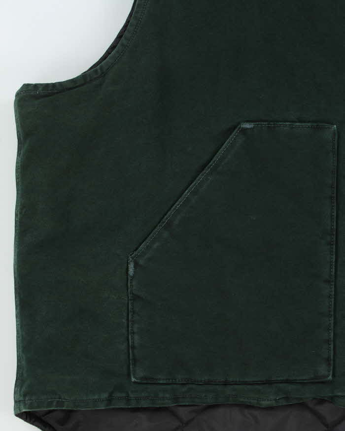 Vintage Y2K 00s Carhartt Sandstone Artic Quilt Lined Spruce Green Workwear Gilet - XXXL