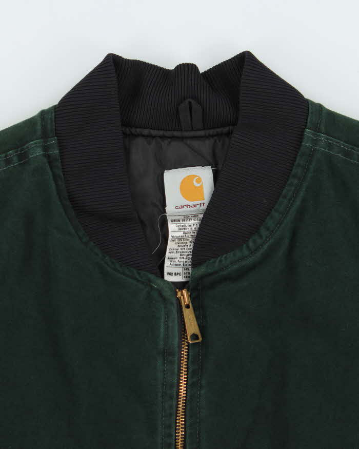 Vintage Y2K 00s Carhartt Sandstone Artic Quilt Lined Spruce Green Workwear Gilet - XXXL