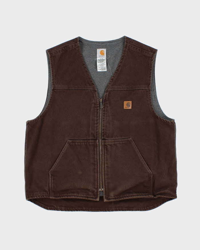 Vintage Y2K 00s Carhartt Duck Canvas Fleece Lined Workwear Gilet - XL