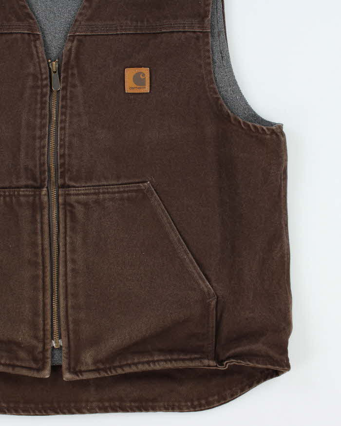 Vintage Y2K 00s Carhartt Duck Canvas Fleece Lined Workwear Gilet - XL