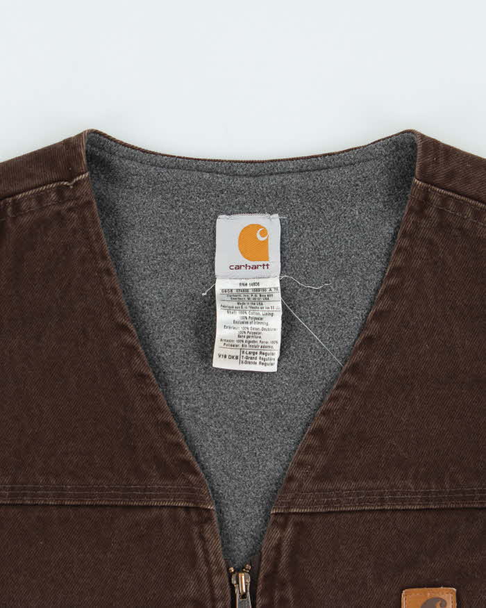 Vintage Y2K 00s Carhartt Duck Canvas Fleece Lined Workwear Gilet - XL