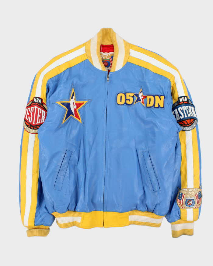 Vintage 2005 Jeff Hamilton Denver Nuggets NBA Eastern Conference Leather Bomber Jacket - S